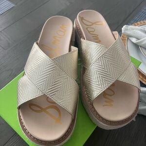 Sam Edelman Gold Crisscross Sandals